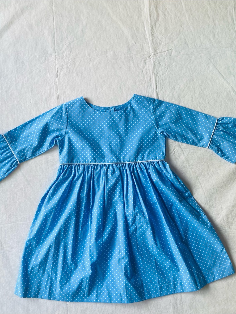 Eleanor Rose Mary Grace Blue Polka Dot bell sleeve Dress